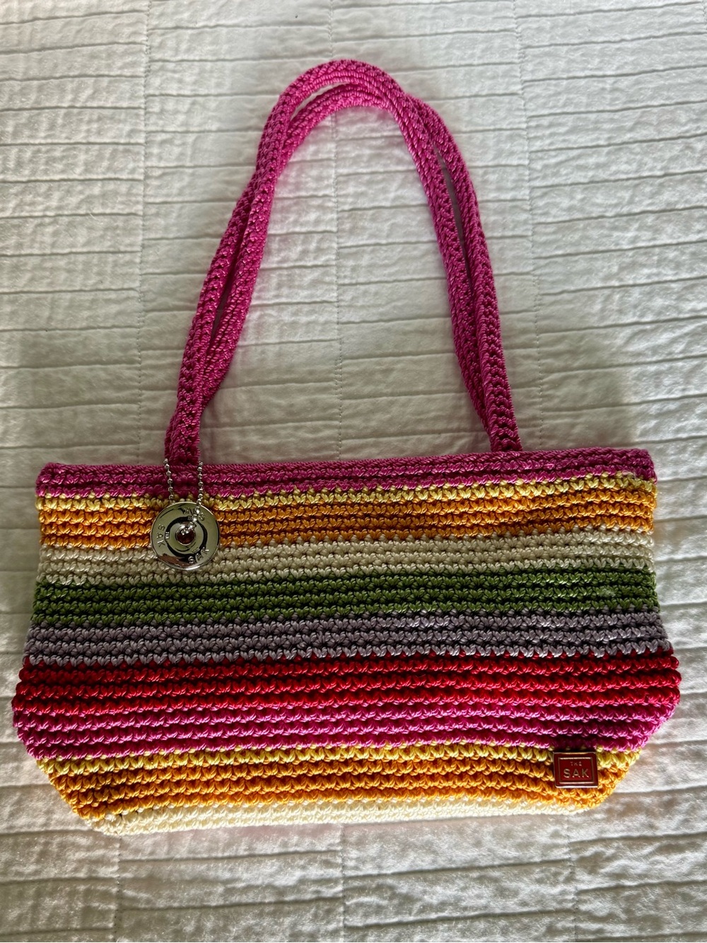 The Sak Multicolor Striped Crochet Shoulder Bag